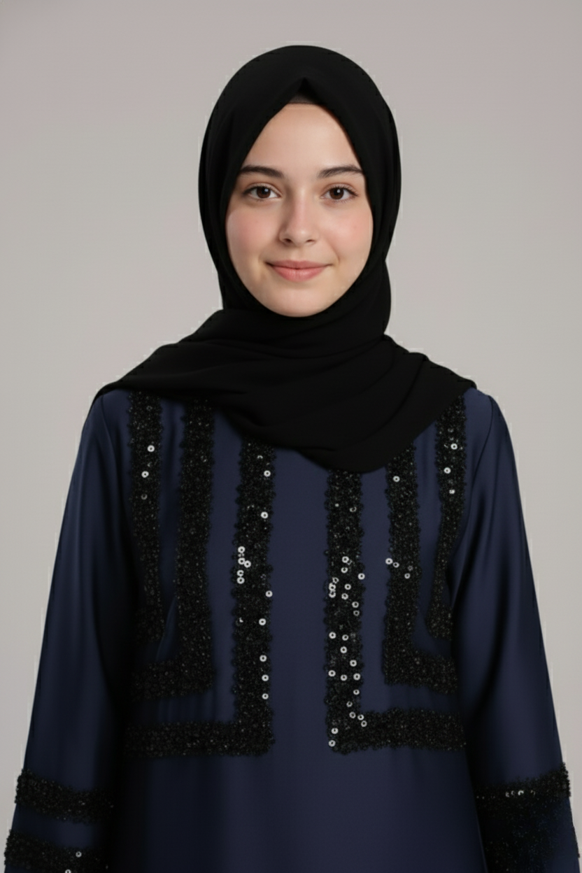Ayda Sumayah Ember Blue Abaya for Kids – Elegant Navy Tone