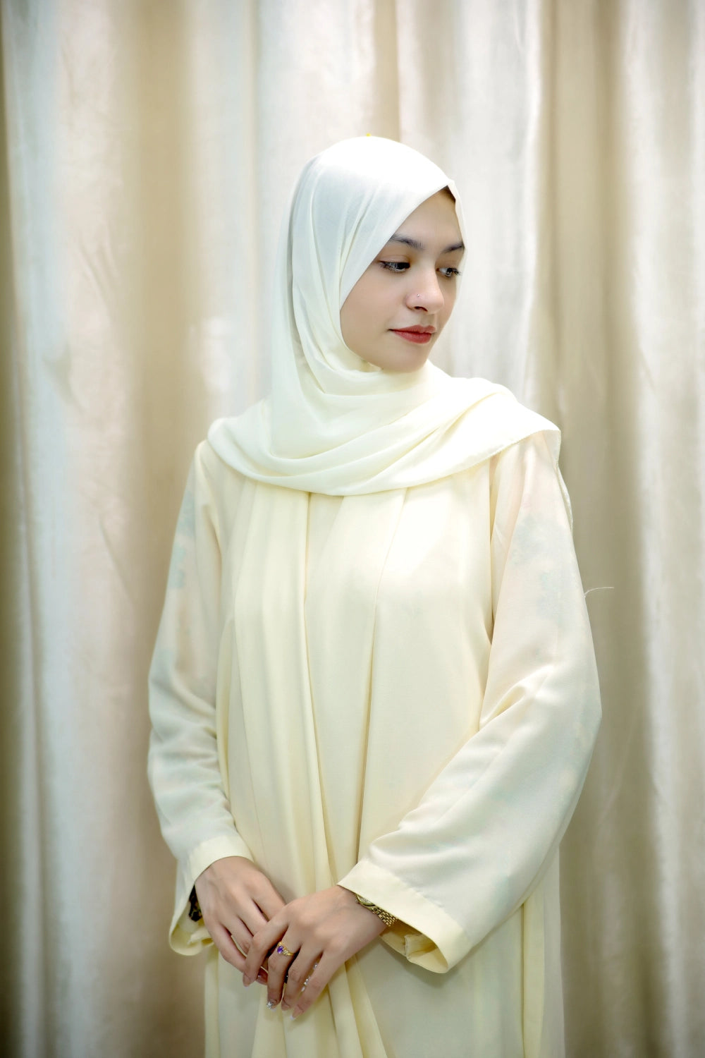 Mai - Off White Georgette Abaya – Stylish Modest Wear for UK Women