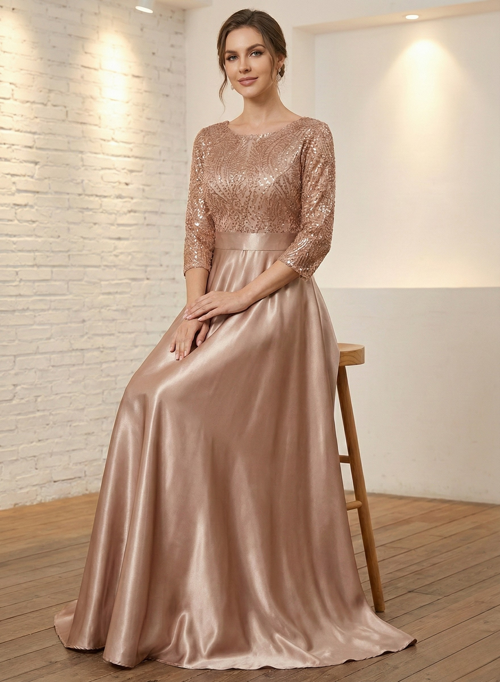Satin Maxi Dress – Soft Golg Elegance