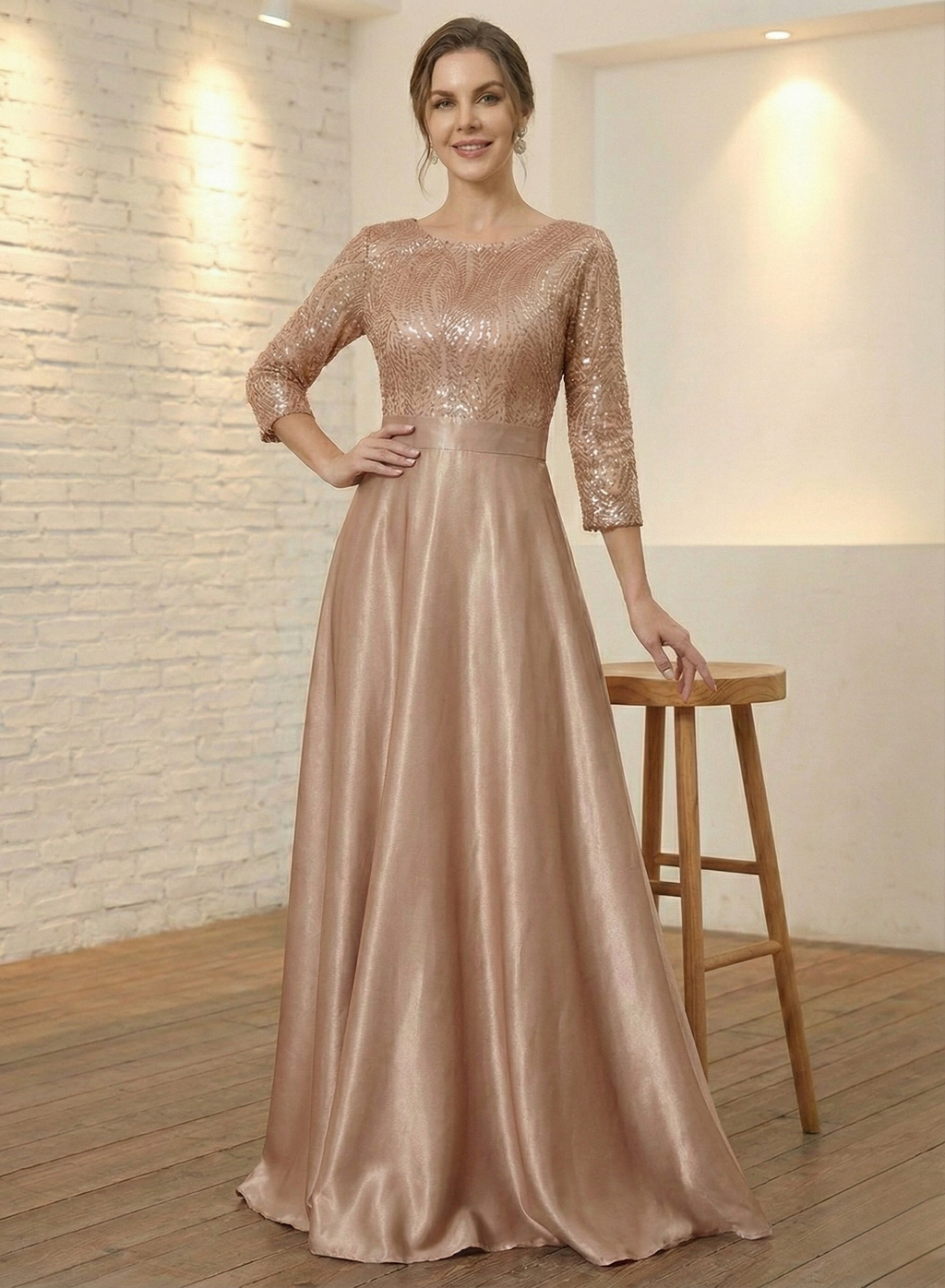 Satin Maxi Dress – Soft Golg Elegance