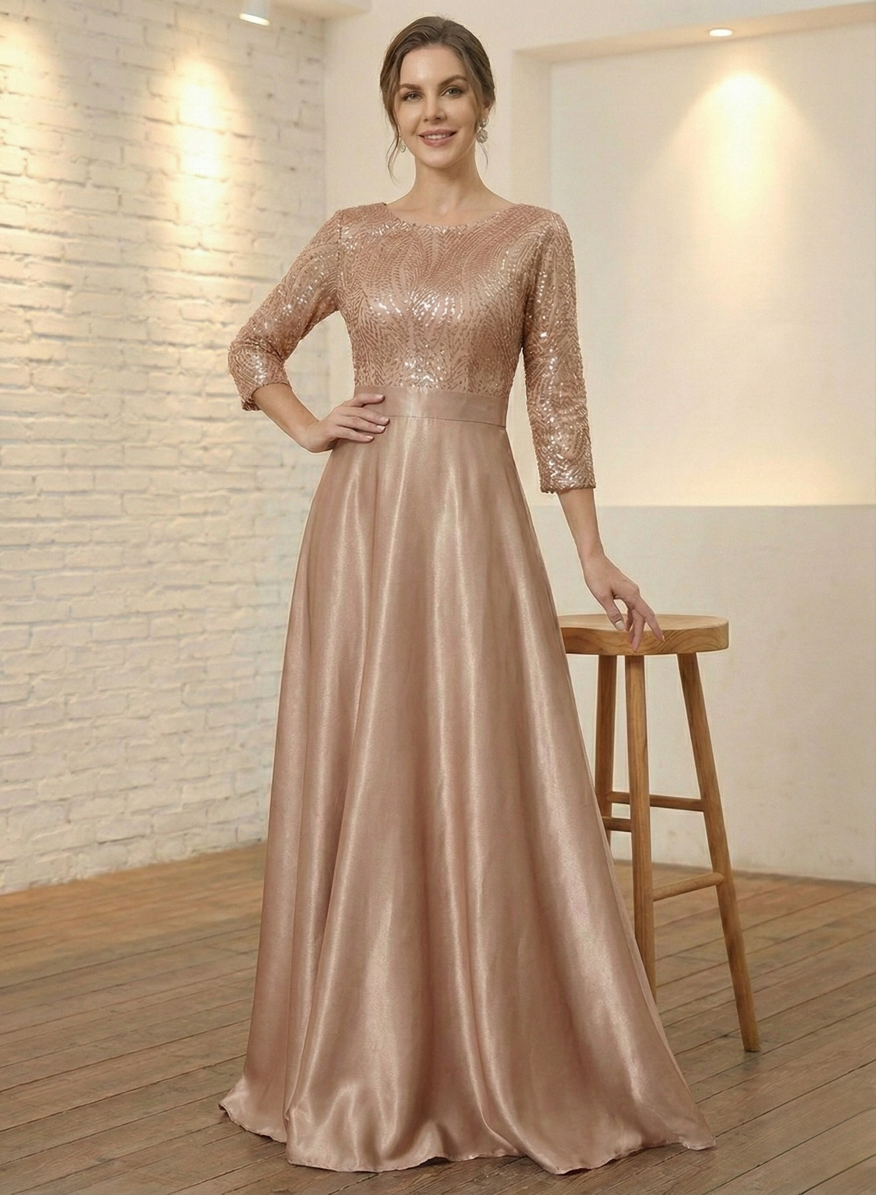 Satin Maxi Dress – Soft Golg Elegance