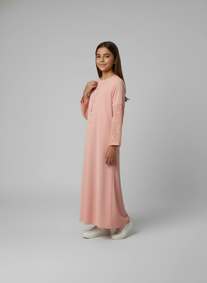 Floral Pink Abaya for Children in the UK | Modest Fashion for Girls