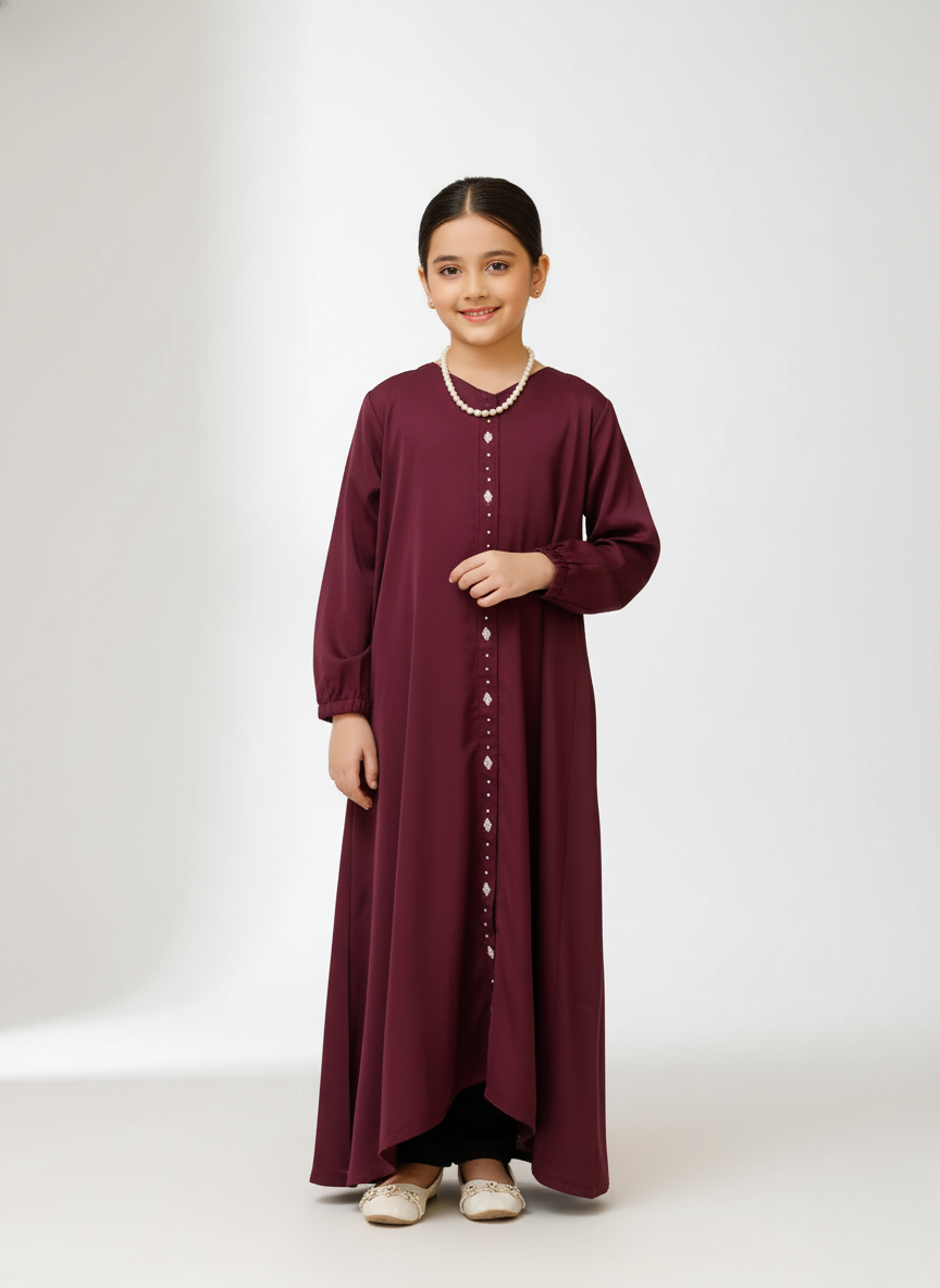 Kids Abaya – Plum Elegance by Ayda Sumayah