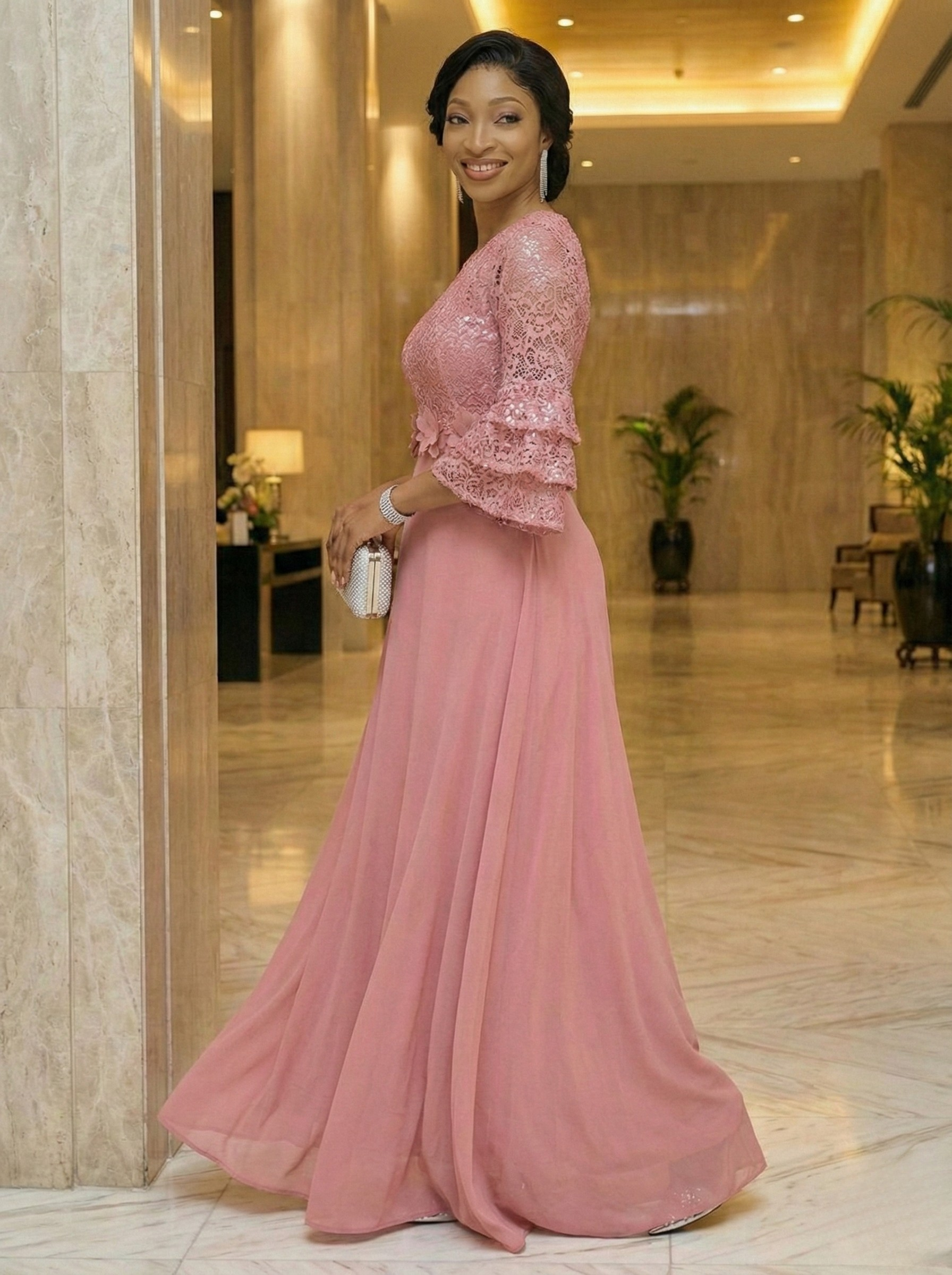 Pink Maxi Dress – Elegant Modest Evening Gown for Women