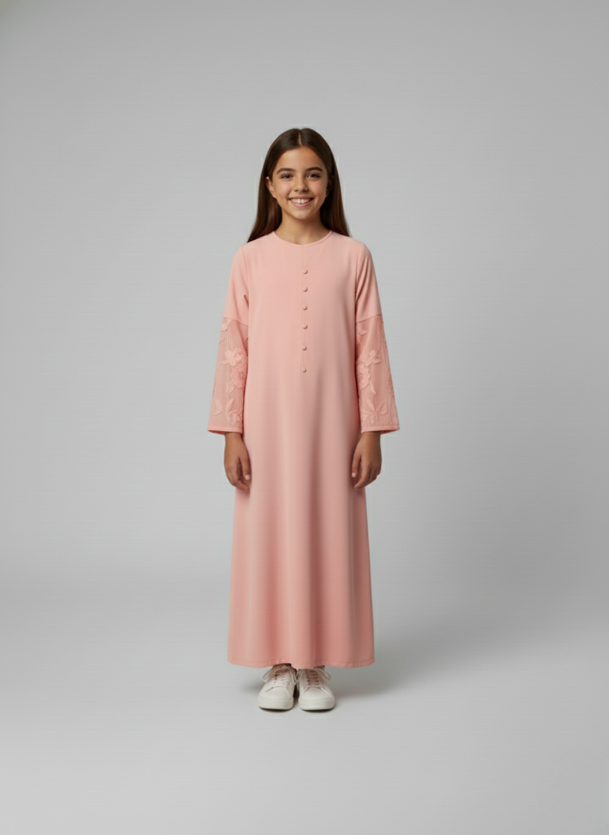 Floral Pink Abaya for Children in the UK | Modest Fashion for Girls