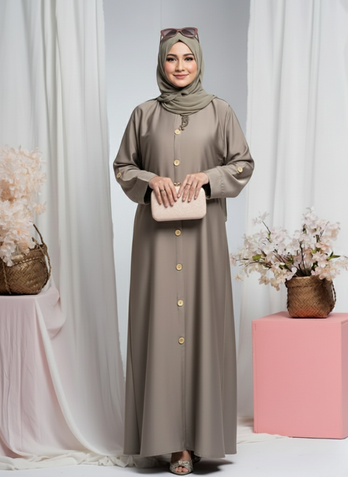Elegant Grey Abaya in Nidha Fabric | Updated 2025 Style