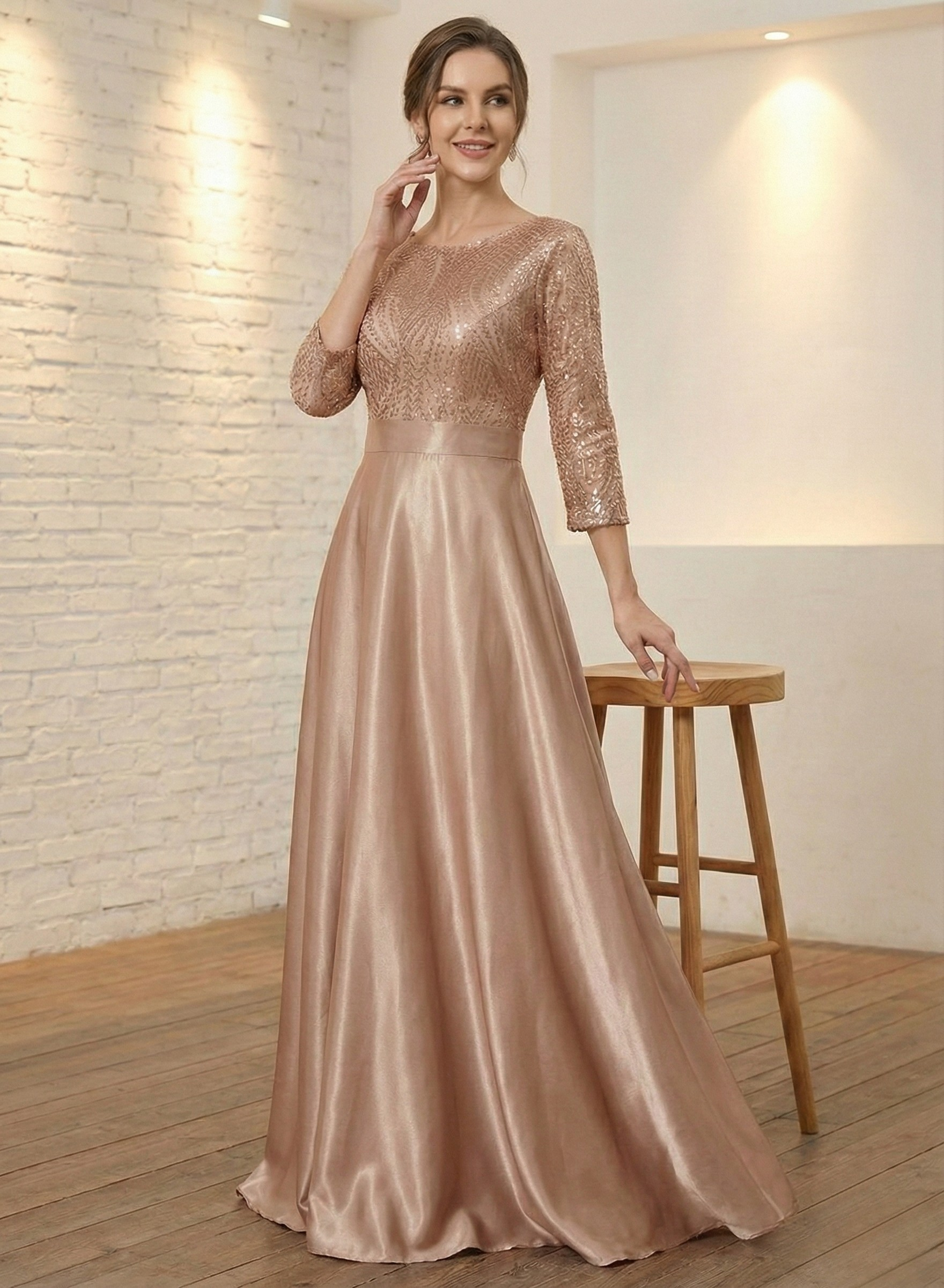Satin Maxi Dress – Soft Golg Elegance