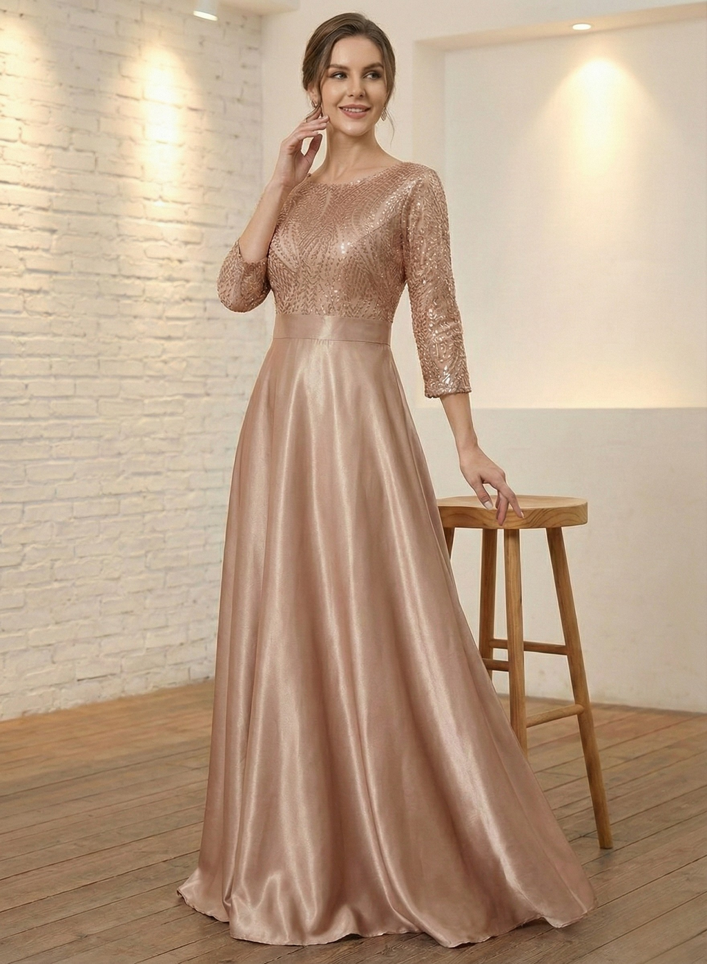 Satin Maxi Dress – Soft Golg Elegance