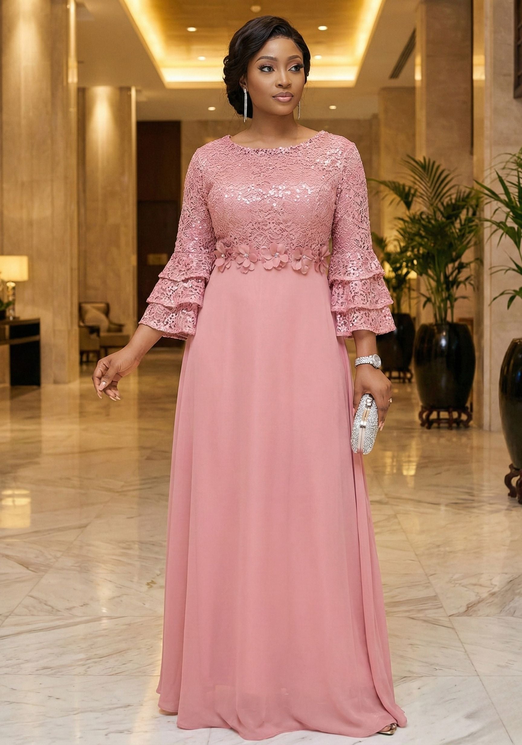 Pink Maxi Dress – Elegant Modest Evening Gown for Women