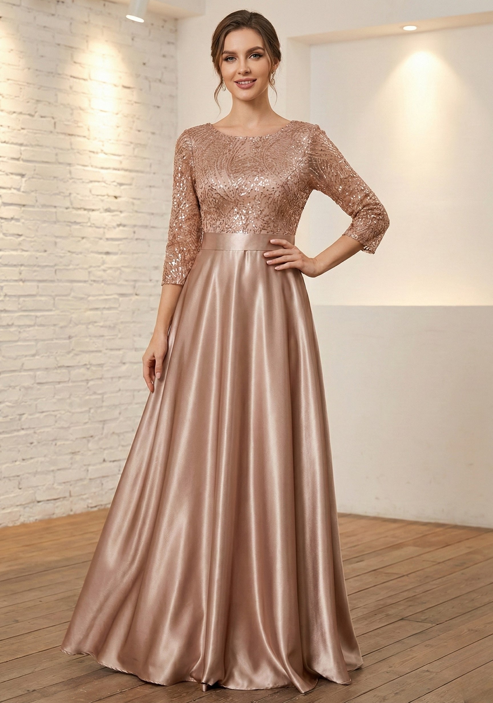 Satin Maxi Dress – Soft Golg Elegance