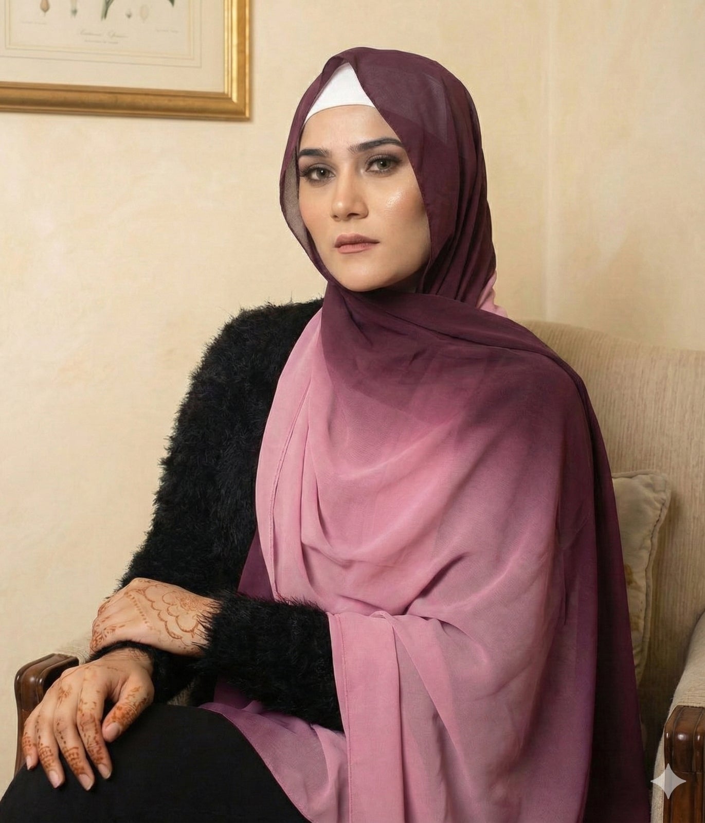 Luxury Purple Chiffon Hijab for Daily & Work Wear