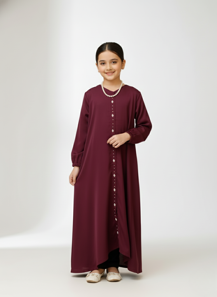 Kids Abaya – Plum Elegance by Ayda Sumayah