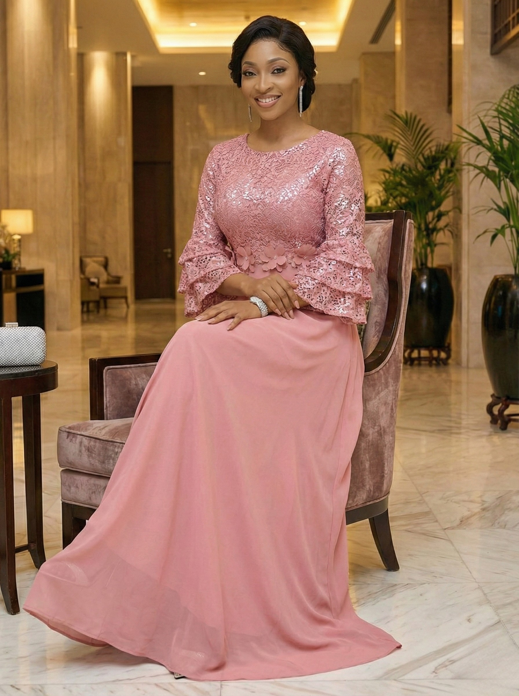 Pink Maxi Dress – Elegant Modest Evening Gown for Women