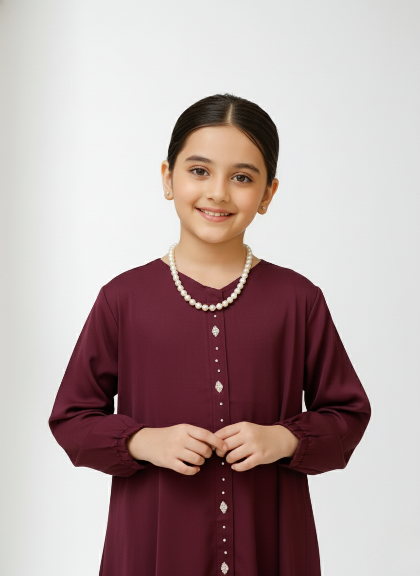 Kids Abaya – Plum Elegance by Ayda Sumayah