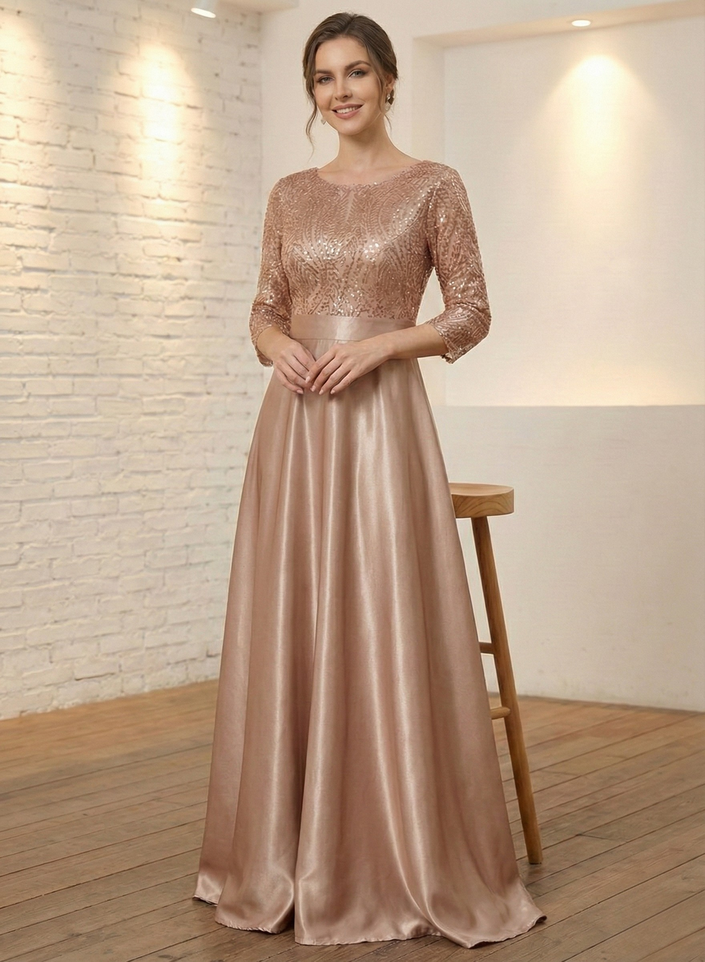 Satin Maxi Dress – Soft Golg Elegance