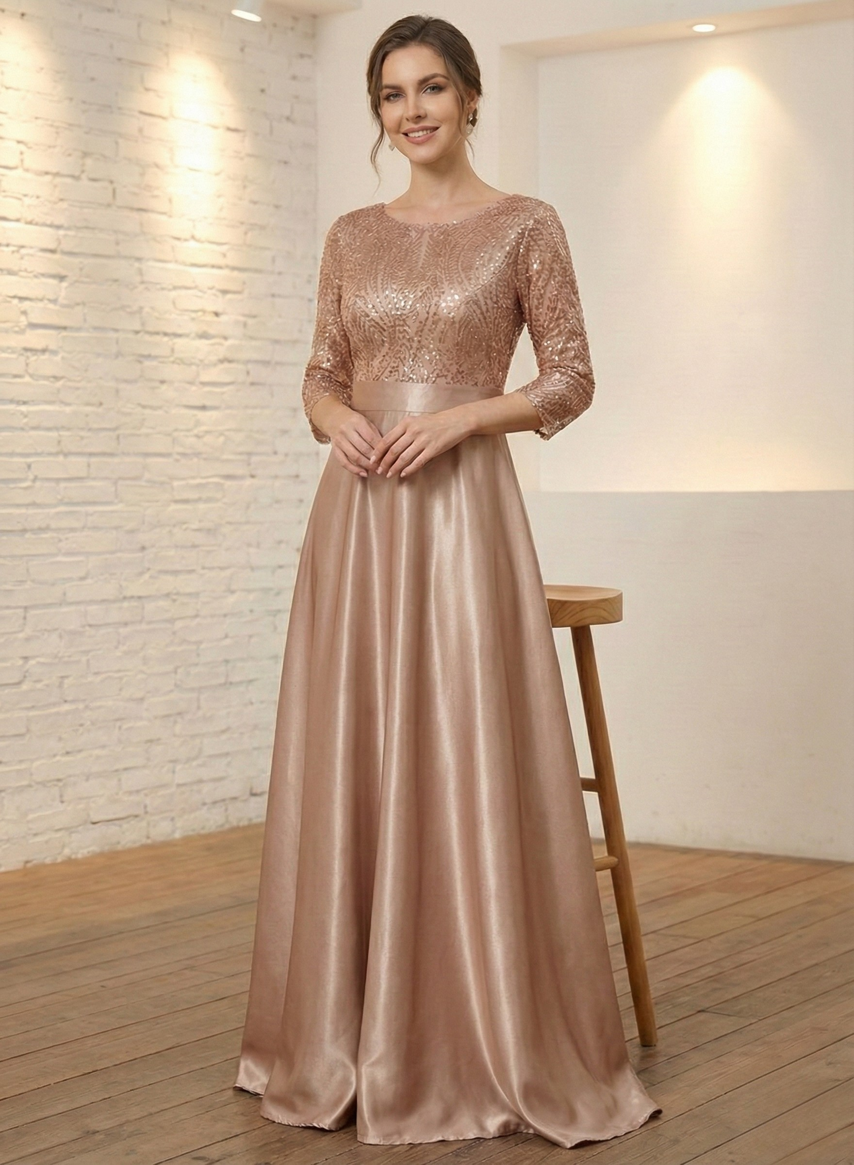 Satin Maxi Dress – Soft Golg Elegance