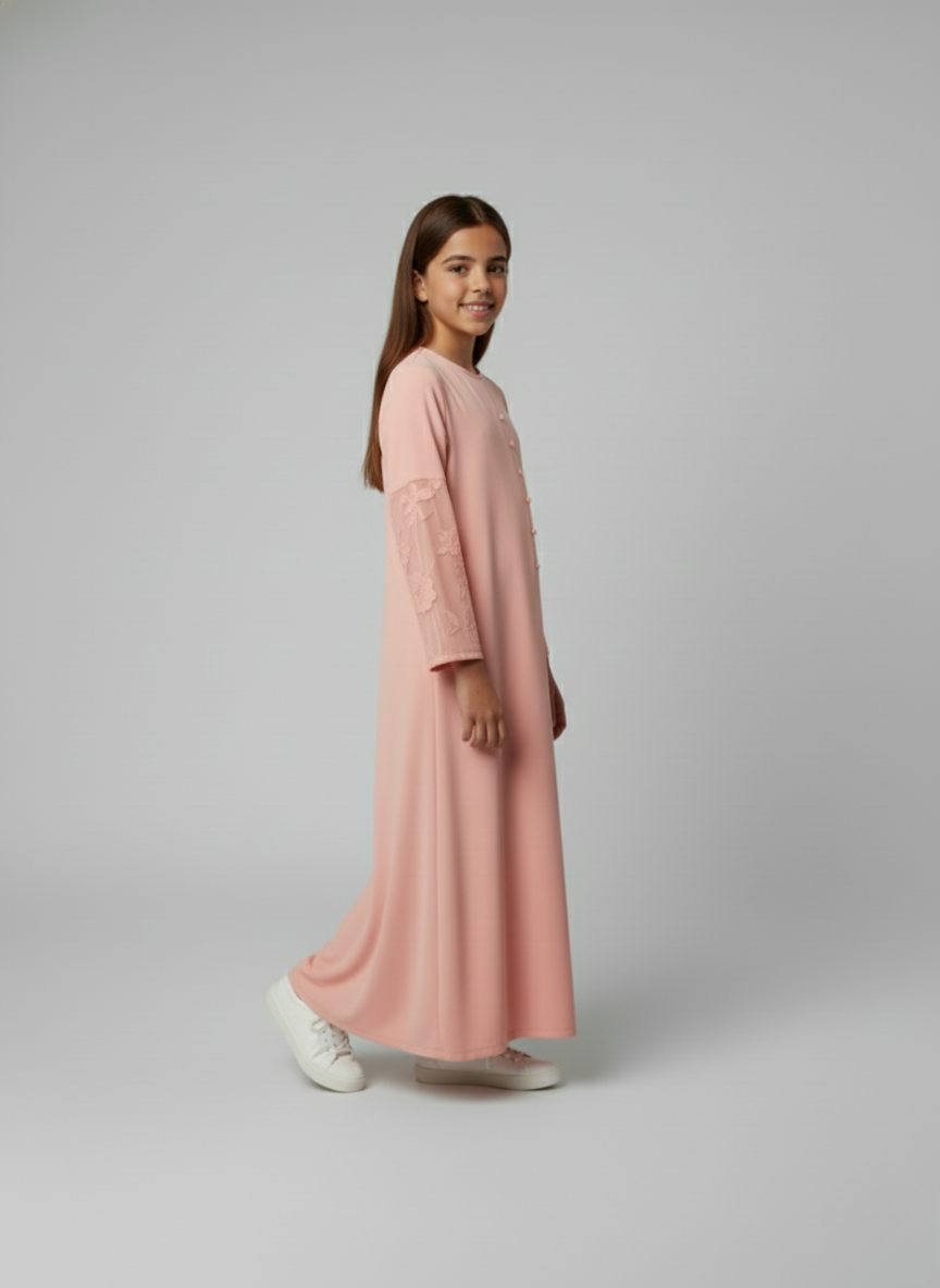 Floral Pink Abaya for Children in the UK | Modest Fashion for Girls