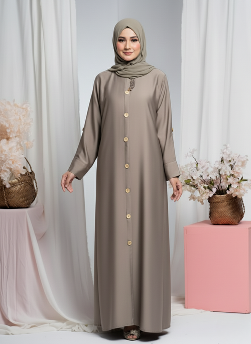 Elegant Grey Abaya in Nidha Fabric | Updated 2025 Style