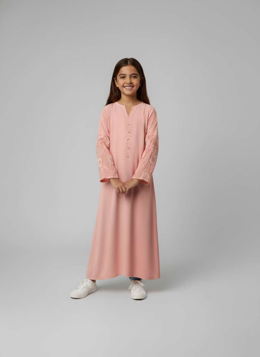 Floral Pink Abaya for Children in the UK | Modest Fashion for Girls