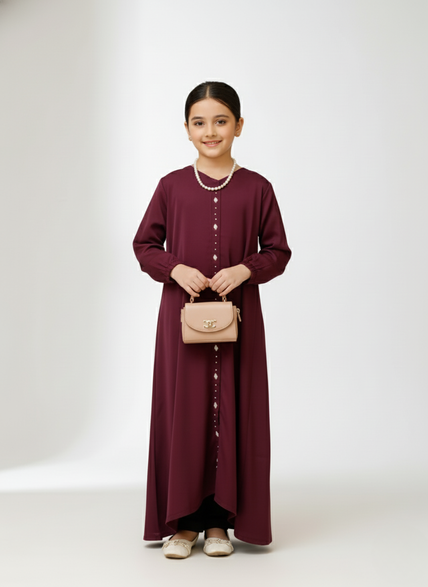 Kids Abaya – Plum Elegance by Ayda Sumayah
