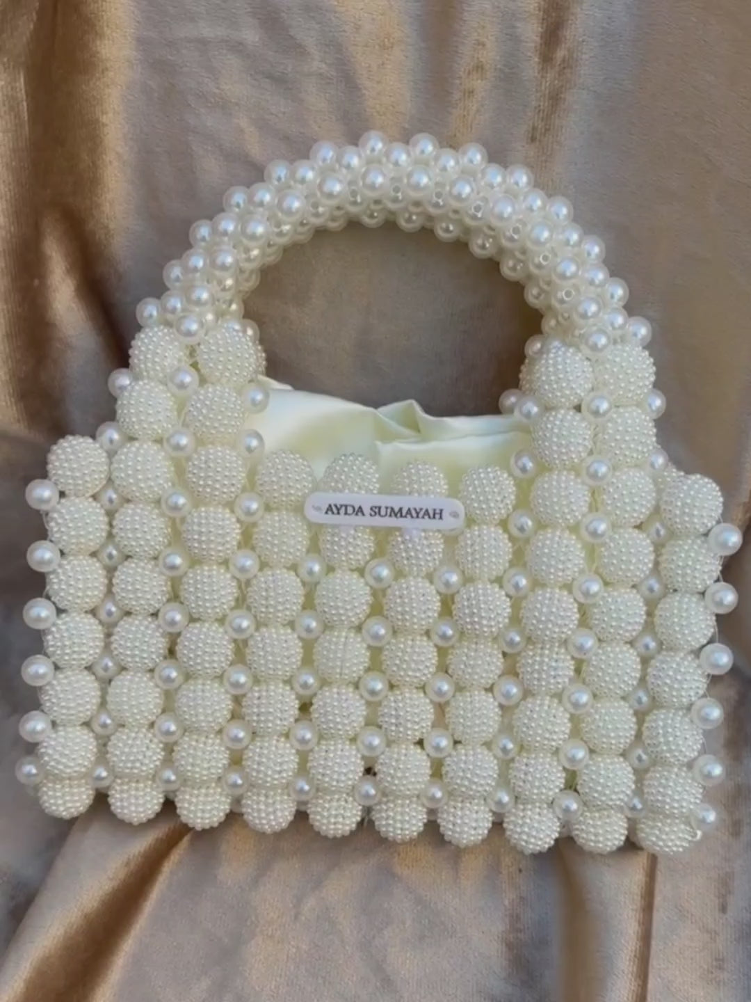 Ivory Pearl Beaded Bridal Handbag - Handmade Wedding Clutch
