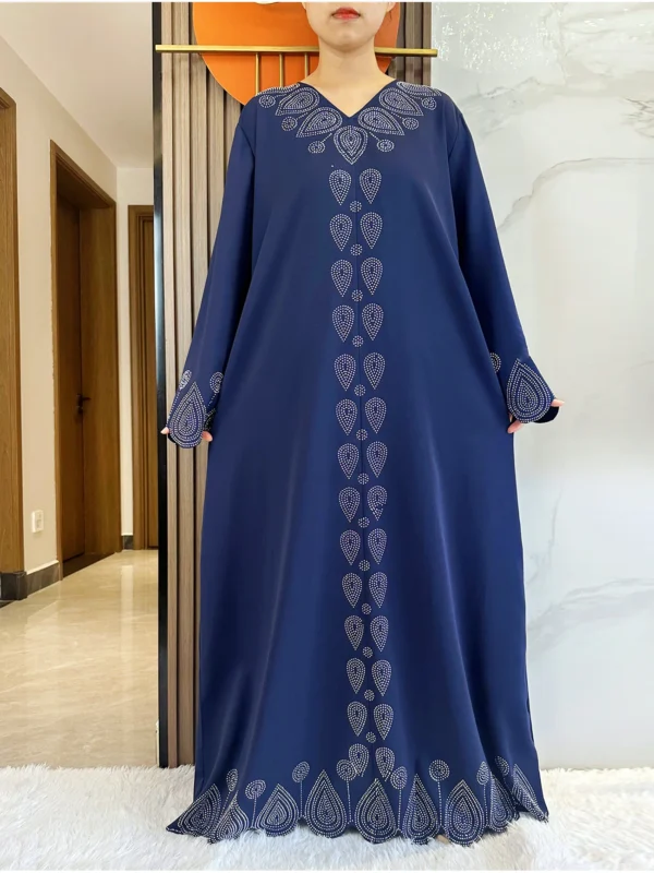 New 2024 Dubai Diamond Muslim Modest Dress for Women Elegant Arabic Femme Hijab Abaya 2024 Islamic Long Sleeve Turkey Clothing 3