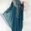 Chiffon Boubou Muslim Fashion Abaya 2 PCS Set Dubai Turkey Maxi Dress Musulman Ensembles Caftan Marocain Islamic Clothing 2