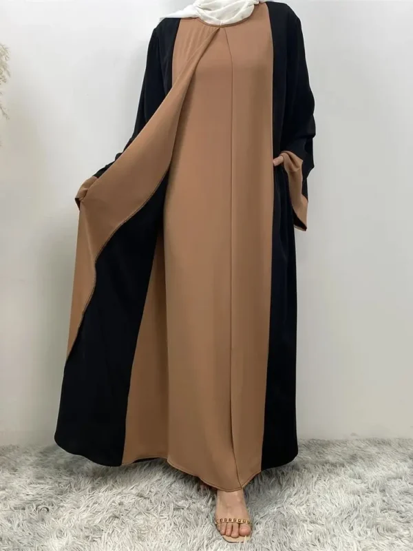 Ramadan Eid Muslim Abaya Dubai Luxury Splicing Fake Two Pieces Abayas For Women Kaftan Modest Dress Islam Caftan Marocain Femme 5