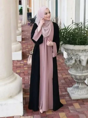 Ramadan Eid Muslim Abaya Dubai Luxury Splicing Fake Two Pieces Abayas For Women Kaftan Modest Dress Islam Caftan Marocain Femme 1