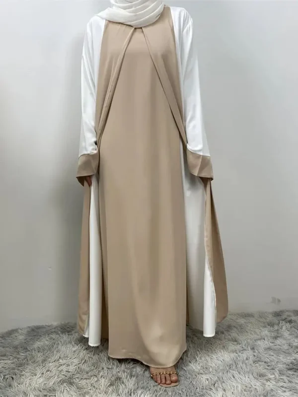 Ramadan Eid Muslim Abaya Dubai Luxury Splicing Fake Two Pieces Abayas For Women Kaftan Modest Dress Islam Caftan Marocain Femme 4