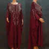 Chiffon Boubou Muslim Fashion Abaya 2 PCS Set Dubai Turkey Maxi Dress Musulman Ensembles Caftan Marocain Islamic Clothing 4