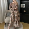 Miyake Plaid Print Dress Women's Spring and Summe 2024 New Loose Fashion Pleated Skirt Pressed Pleated A-line Foreign Dresses 2