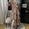 Miyake Plaid Print Dress Women's Spring and Summe 2024 New Loose Fashion Pleated Skirt Pressed Pleated A-line Foreign Dresses 3