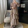 Miyake Plaid Print Dress Women's Spring and Summe 2024 New Loose Fashion Pleated Skirt Pressed Pleated A-line Foreign Dresses 1