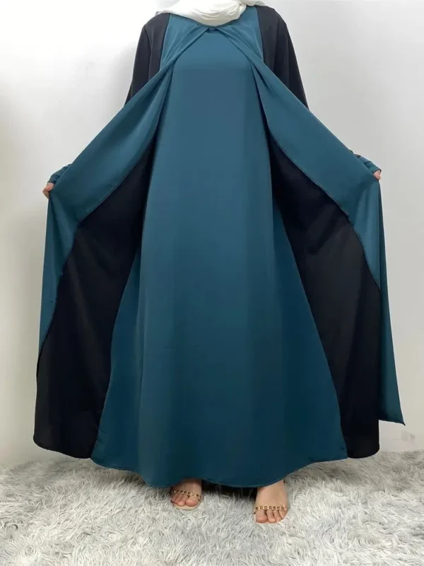 Ramadan Eid Muslim Abaya Dubai Luxury Splicing Fake Two Pieces Abayas For Women Kaftan Modest Dress Islam Caftan Marocain Femme 3