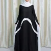 Sohphie - Elegant Black Butterfly Abaya with White Draped Detail – Modest & Flowing Design