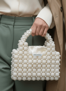 Ivory Pearl Beaded Bridal Handbag - Handmade Wedding Clutch (1) Ivory Pearl Beaded Bridal Handbag - Handmade Wedding Clutch