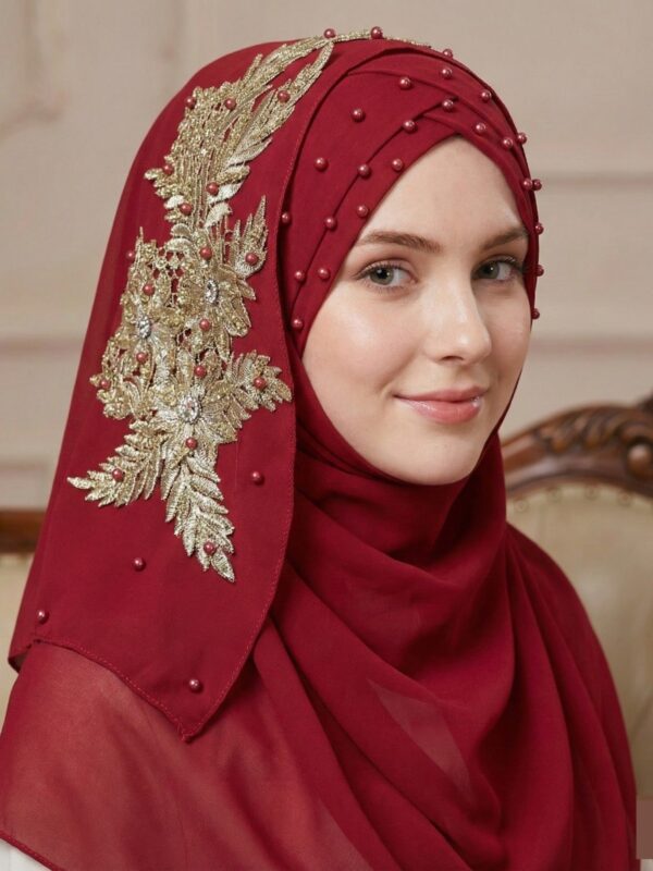 Luxury Instant Bridal Hijab - Turkish Style Pearl Embellished Scarf