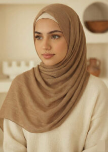 Sandy Brown Shimmer Chiffon Hijab - Lightweight Elegant Chiffon Scarf