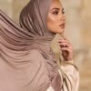 Elegant Brown Jersey Hijab for Women | Soft Elegance for Everyday wear