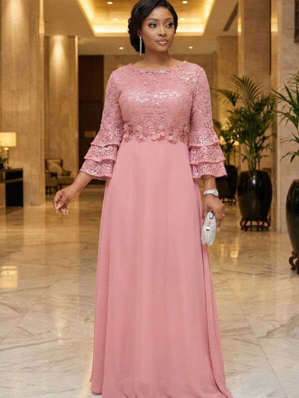Pink Maxi Dress – Elegant Modest Evening Gown for Women