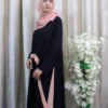 Sophie - Black Abaya with Soft Pink Contrast – Modest Maxi Dress in UK