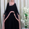 Sophie - Black Abaya with Soft Pink Contrast – Modest Maxi Dress in UK