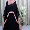 Sophie - Black Abaya with Soft Pink Contrast – Modest Maxi Dress in UK