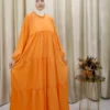 Nadrah - Bold & Beautiful Orange Maxi Dress – Tiered Abaya in UK Modest Fashion