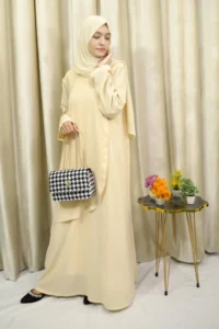 Amina - Elegant Cream Georgette Abaya Dress for Women - Modest Fashion