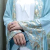 Sumayah Abaya - Sky Blue Open Abaya with Gold Embroidery – Modest UK Wear