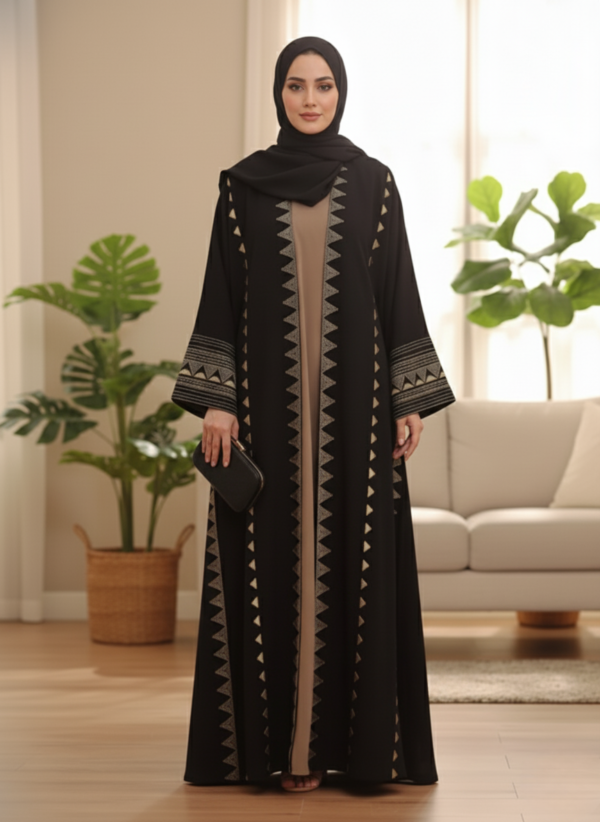 Elegant Black Open Abaya for modern Muslim Women in the UK