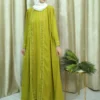 Hajarah - Elegant Green Open Abaya with White Piping – Modest Long Dress for Women