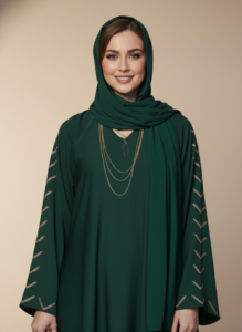 green_abaya_by_nayab.png Luxury Green Abaya Crafted from Soft Nidha Fabric for Timeless Grace
